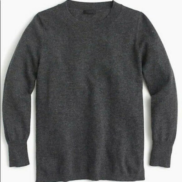 New J. Crew 100% Cashmere Long-Sleeve Crewneck Sweater XXS Grey - Picture 1 of 7